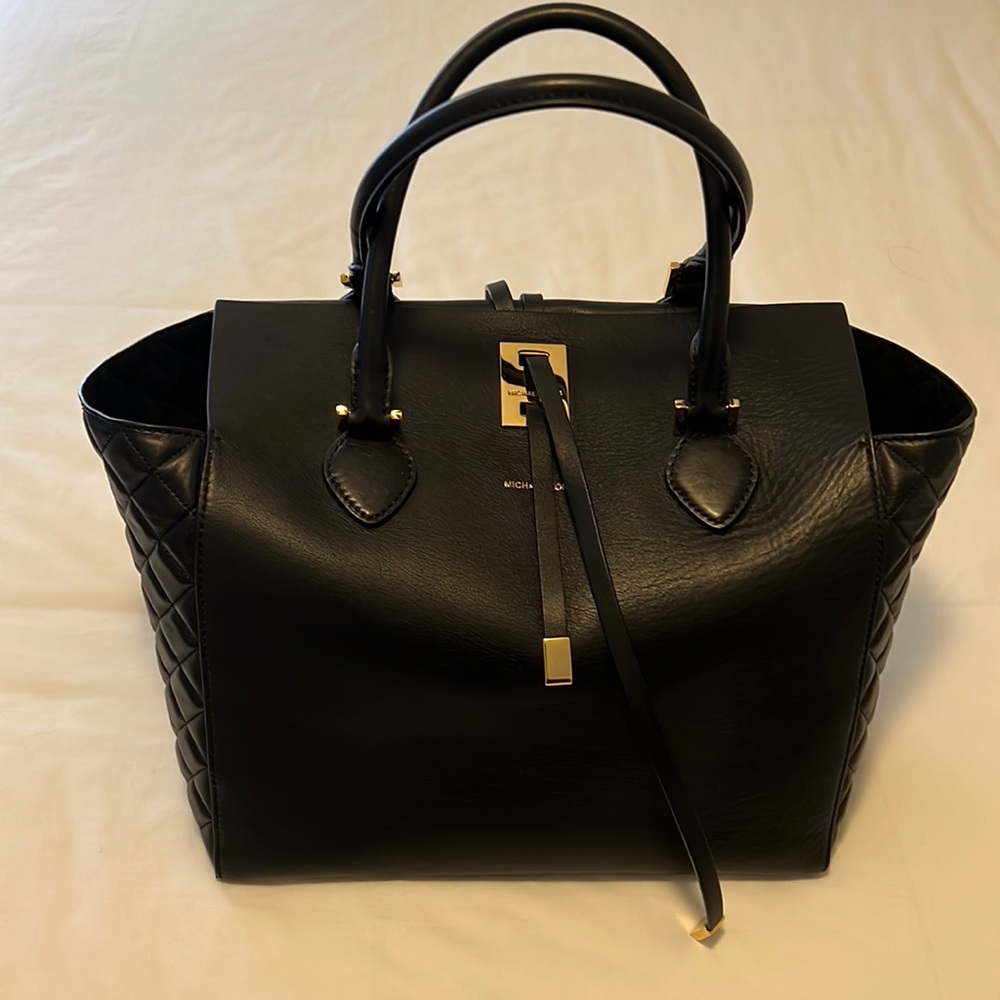 Michael Kors Collection Miranda Black Quilted Large Tote